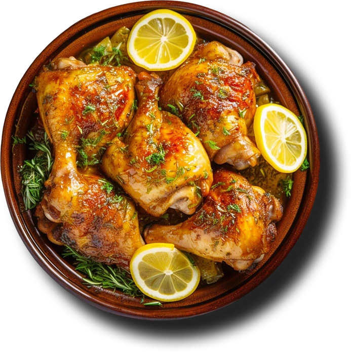 Grilled chicken roasted bbq with spices tomato