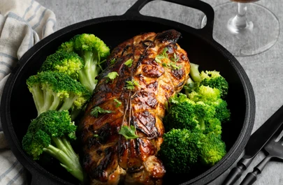 High protein meal close up detail